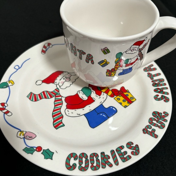 Other - VNTG milk and cookies for santa matching plate and mug set christmas